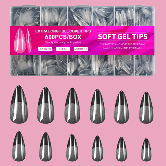  Gel Nail Tips Half Matte Clear Acrylic Nail Tips(600 Piece)